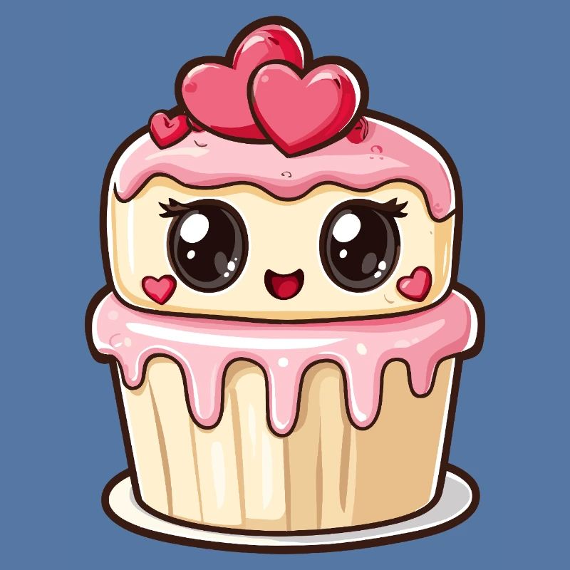 Kawaii Cupcake mit Herzen