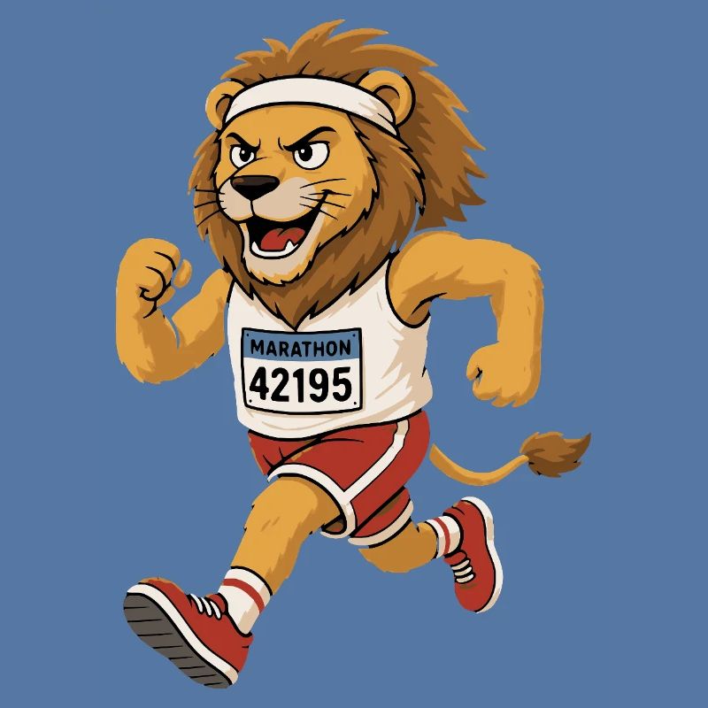 Running lion in comic style