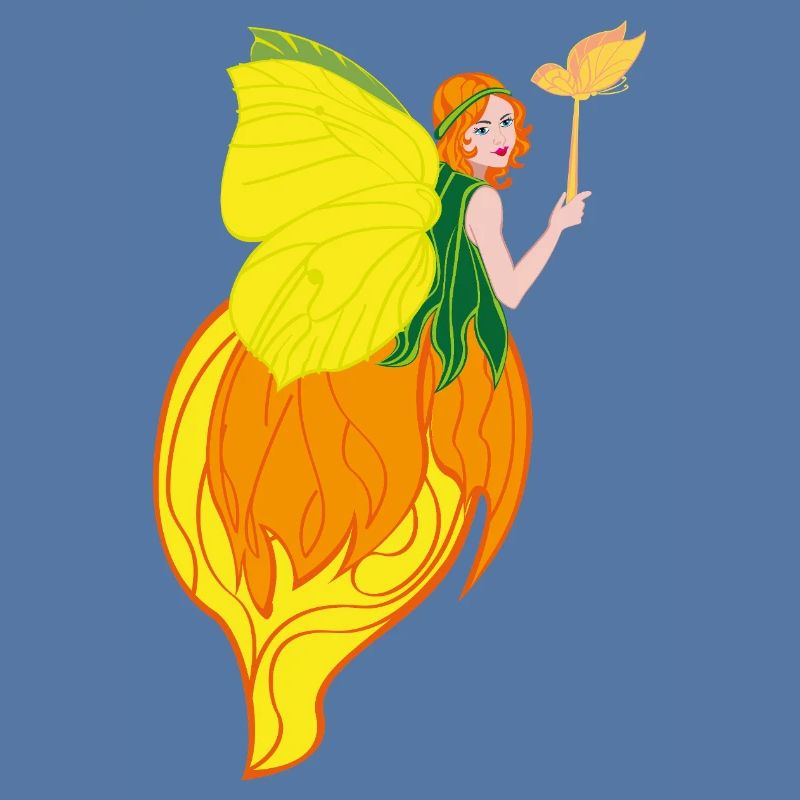 Conception féerique avec des ailes de fleur et du feu