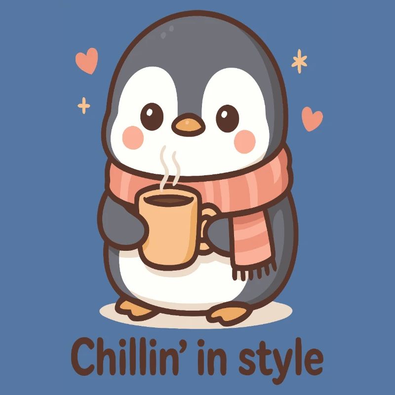 Pingouin mignon avec du café