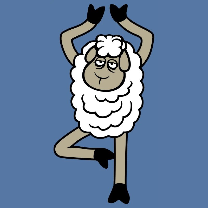 Schaf Müde Erschöpft Traurig Yoga Baum Pose Comic