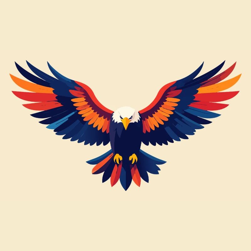 Colorful Eagle Flight Eagle Outstretched Wings Motif
