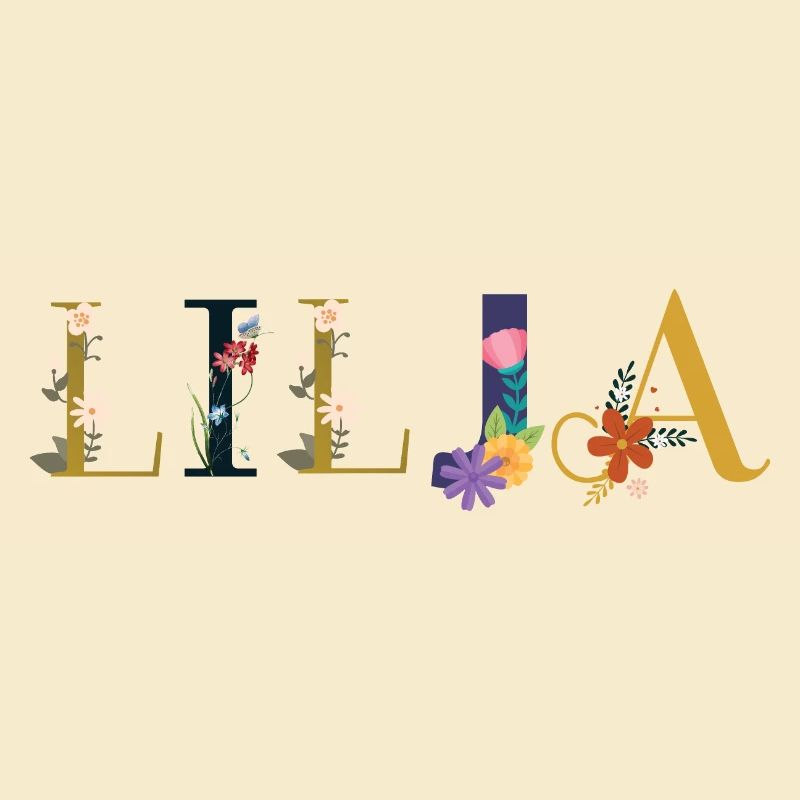 Le nom de LILJA décoré de fleurs