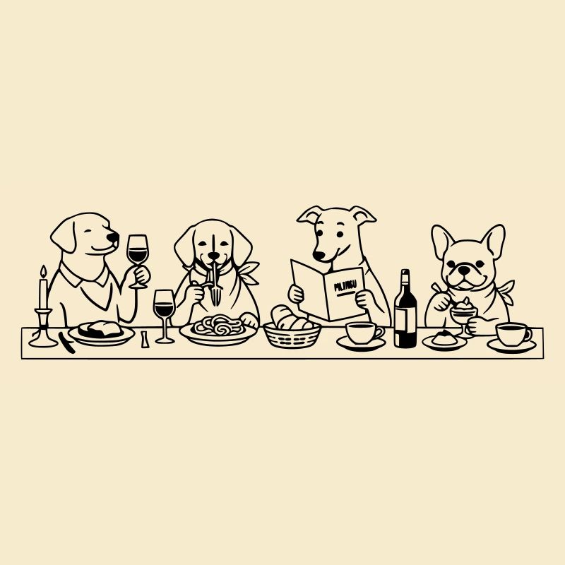 Art de traits des Dining Dogs