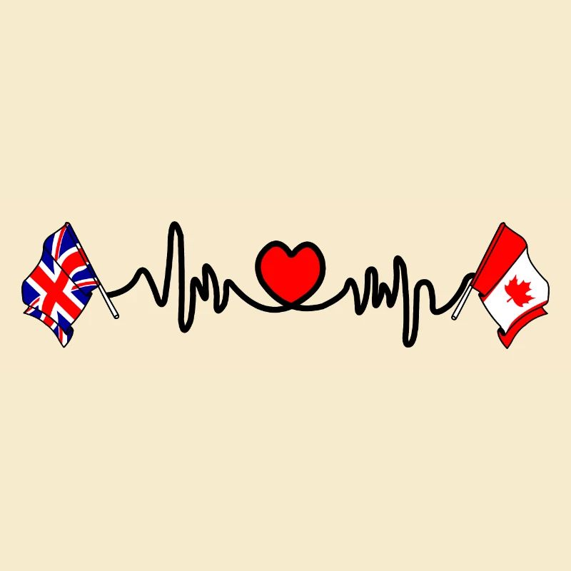 Cardio coeur avec drapeau de l’Angleterre et drapeau du Canada