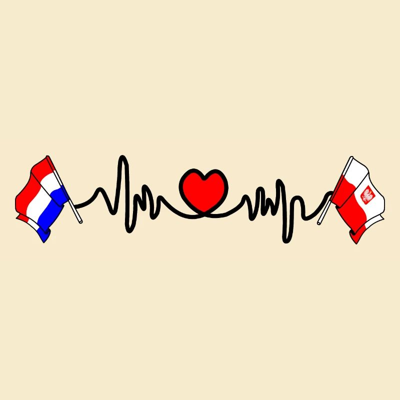 Cardio coeur avec drapeau des Pays-Bas, drapeau de la Pologne