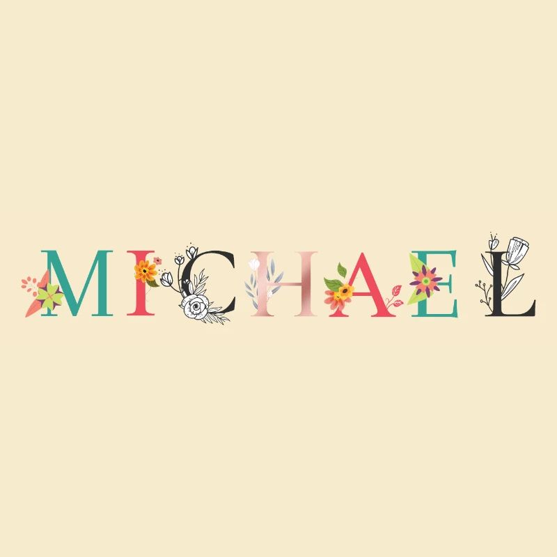 ART DU NOM MICHAEL AVEC FLEURS BRODÉES