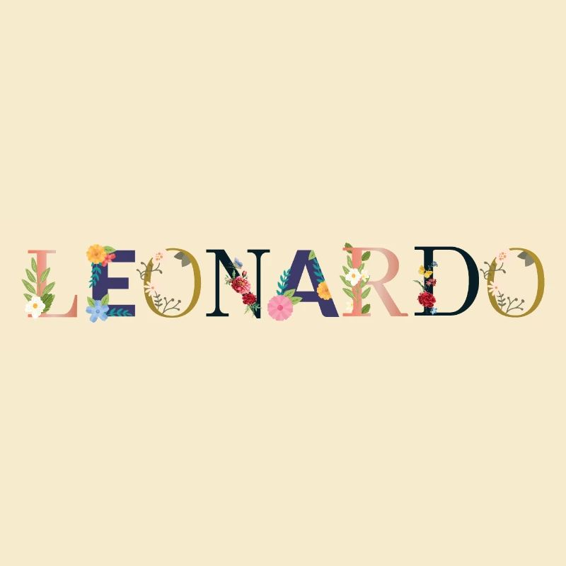 Le nom de LEONARDO décoré de fleurs