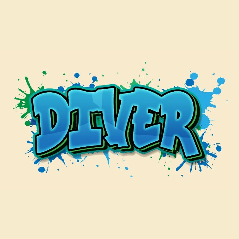 Diver Graffiti Paint Splash - Gift for Divers