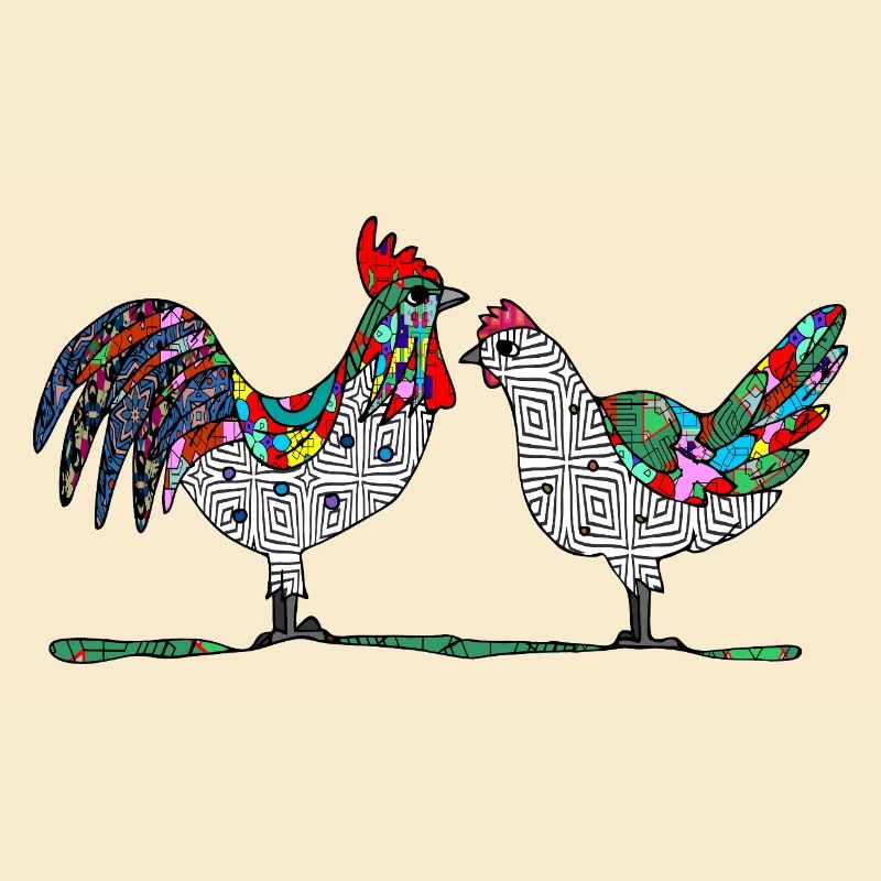 Rooster and hen