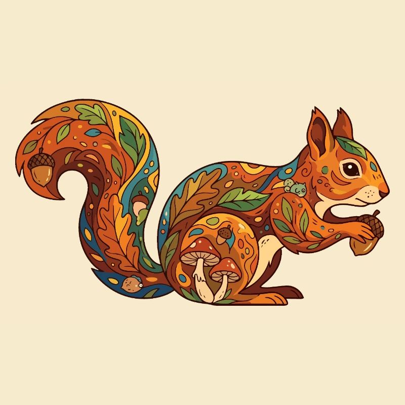 Autumnal Squirrel Pattern Forest Life Nature