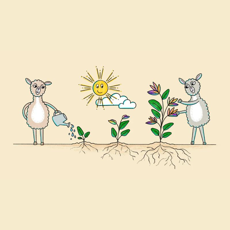 Lama Garten bunt