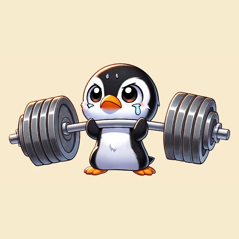 Starker Pinguin Workout Hantel Training
