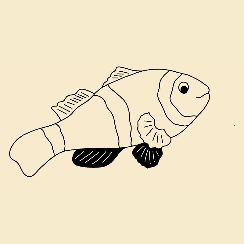 Clownfisch - Grafik schwarz-weiss