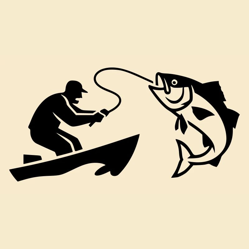 Silhouette de poisson pêcheur bateau