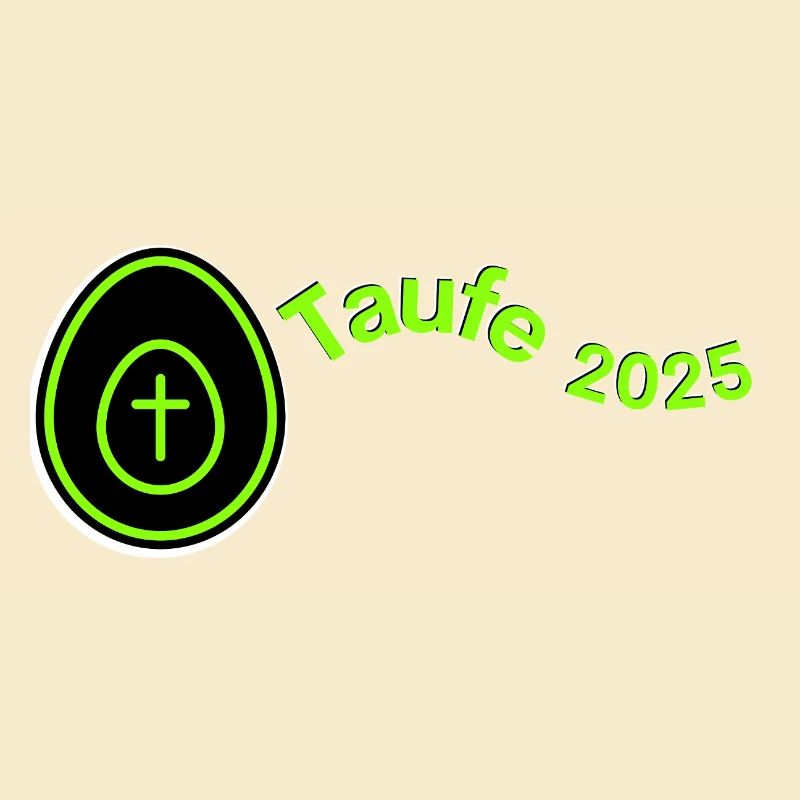 Baptême 2025 Croix dans l’oeuf paysage vert clair