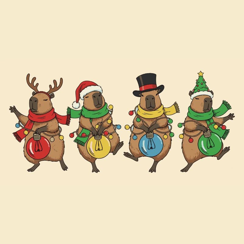Capybara Dancing Christmas Lights