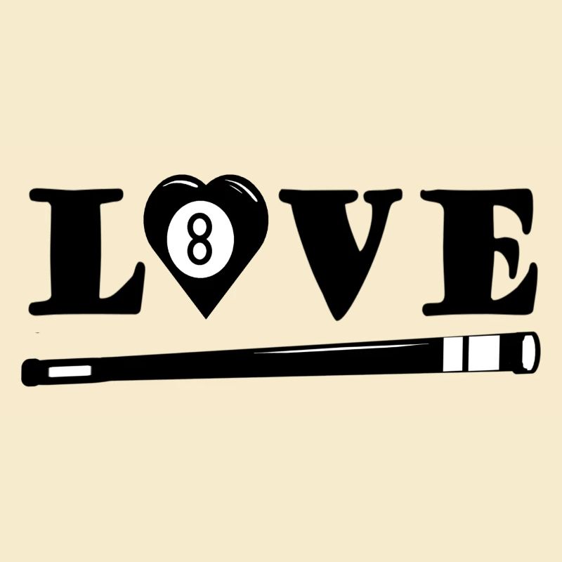 Love Billard mit Herz und Queue (Billardspieler)