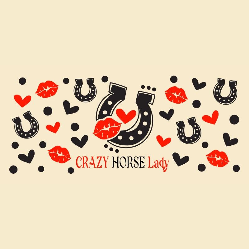 Crazy Horse Lady Black and Red Patterns