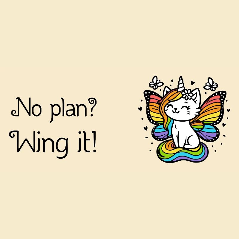 No plan? Wing it! Geflügelte Einhornkatze (bunt)