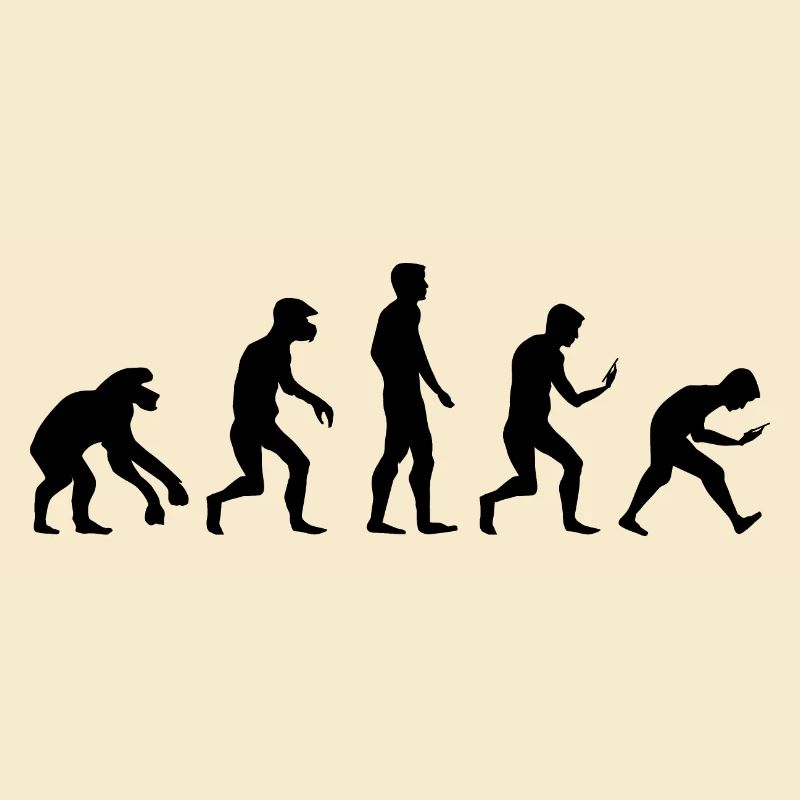 funny evolution smartphone mobile phone addiction icon