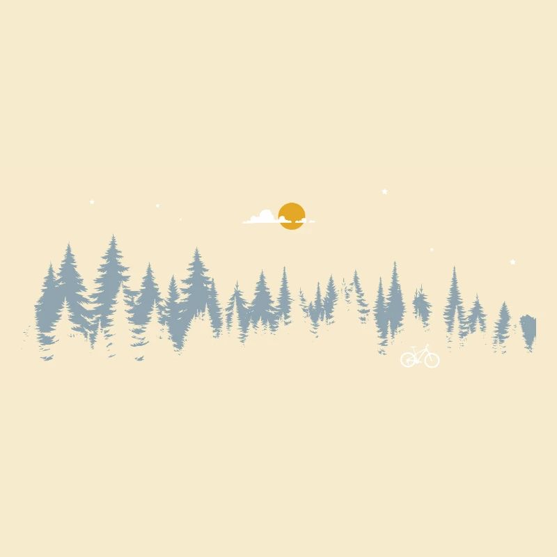 Scène de vélo de forêt au clair de lune