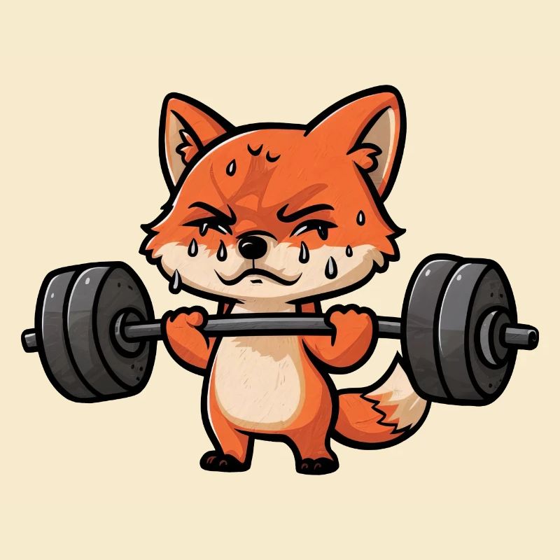 Red Fox at Barbell Workout: Weightlifting