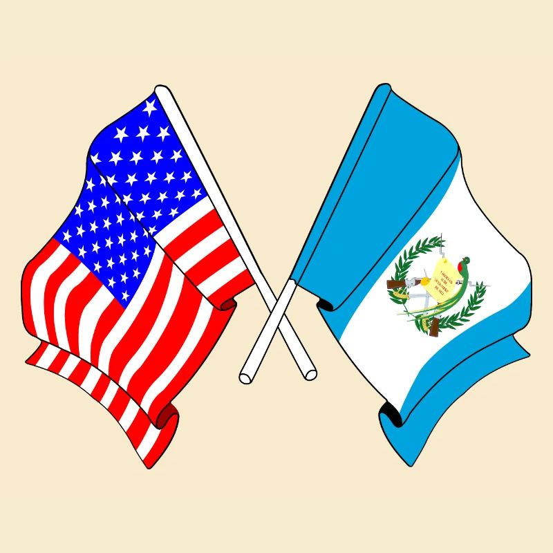 Drapeau des États-Unis et drapeau du Guatemala