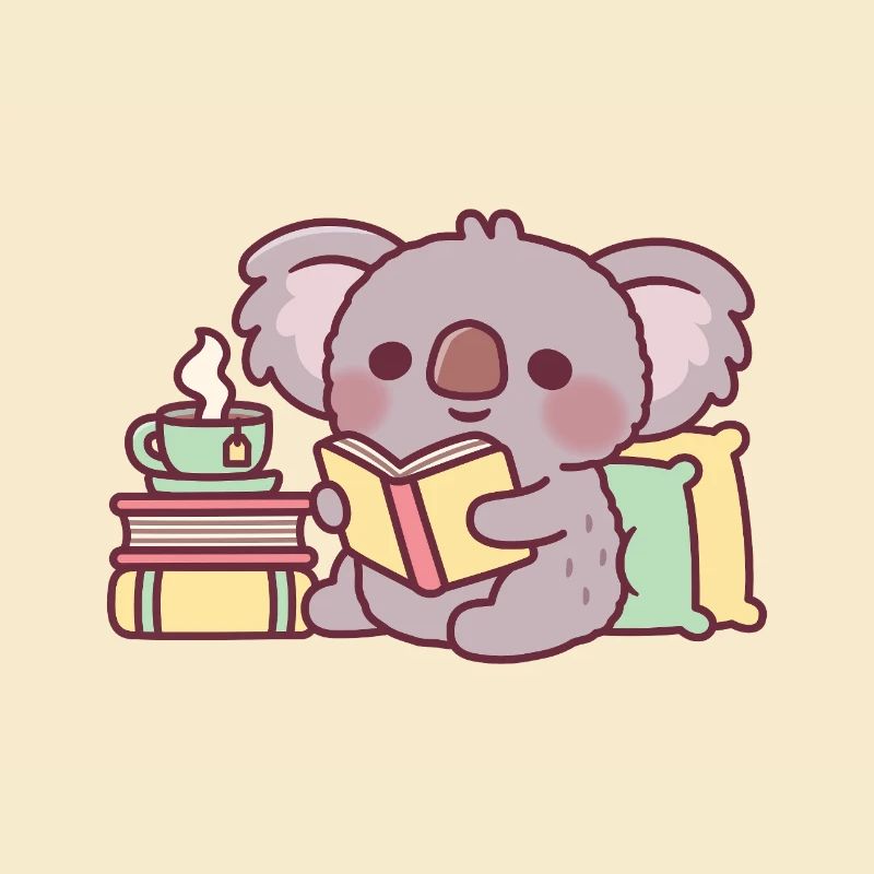 Süßer Koala, der ein Buch liest