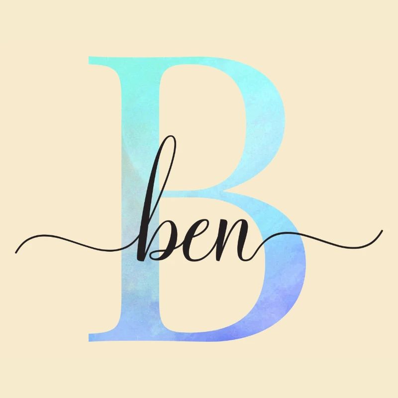 B| Monogramme | Nom | Ben | Aquarelle