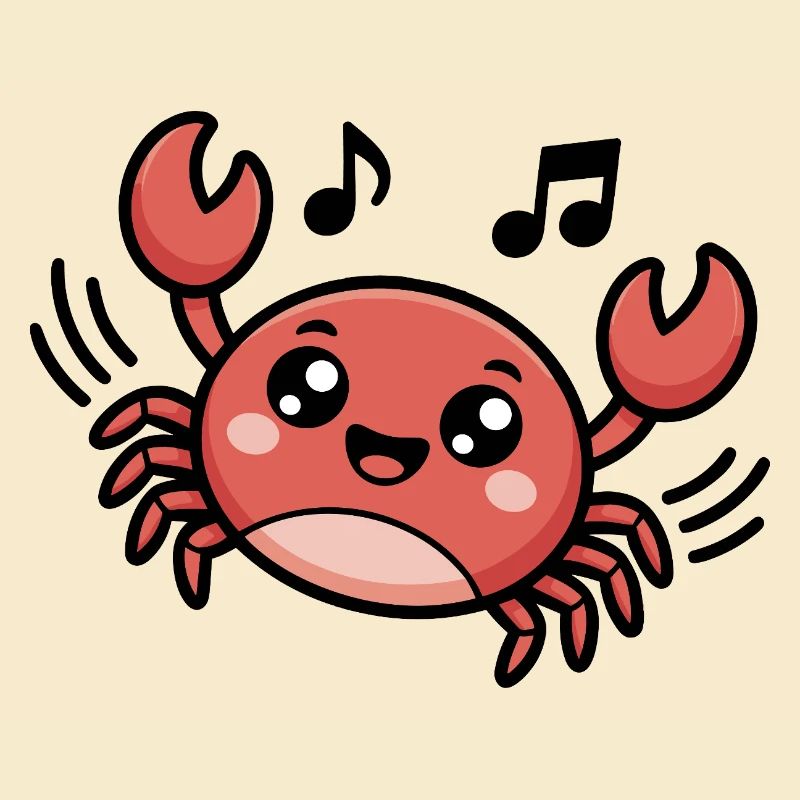 Fröhlicher Singender Krabbe Cartoon Design