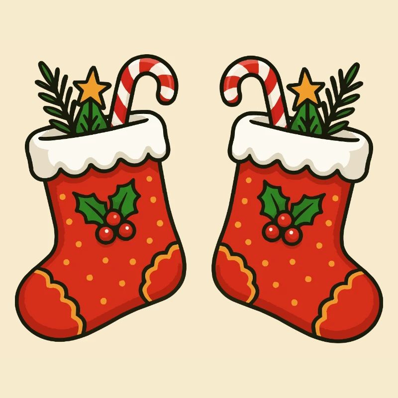 Festliche Weihnachtsstrümpfe Illustration