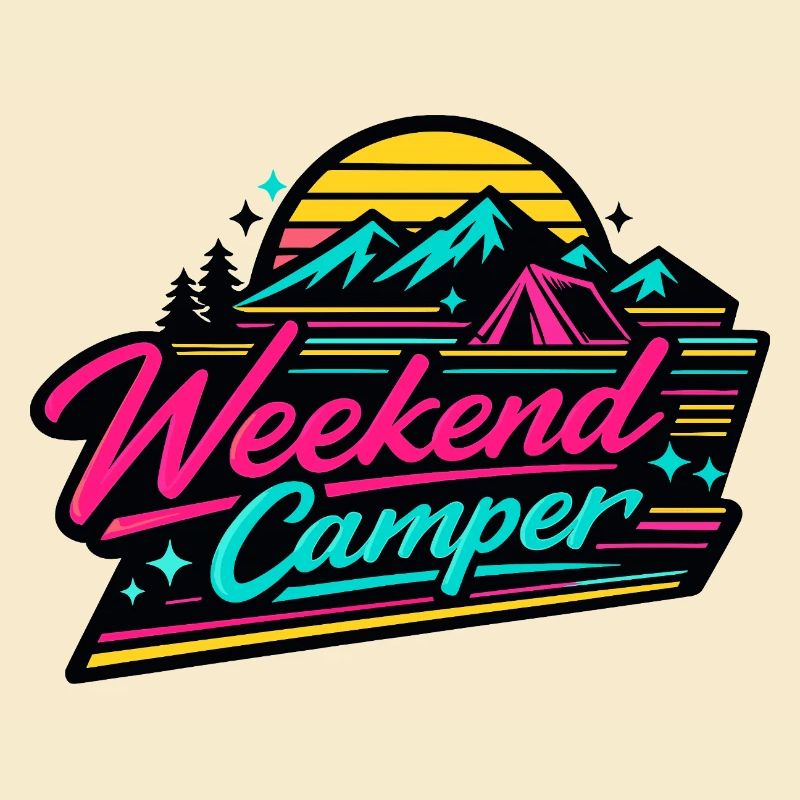 Weekend Camper Neon Skyline