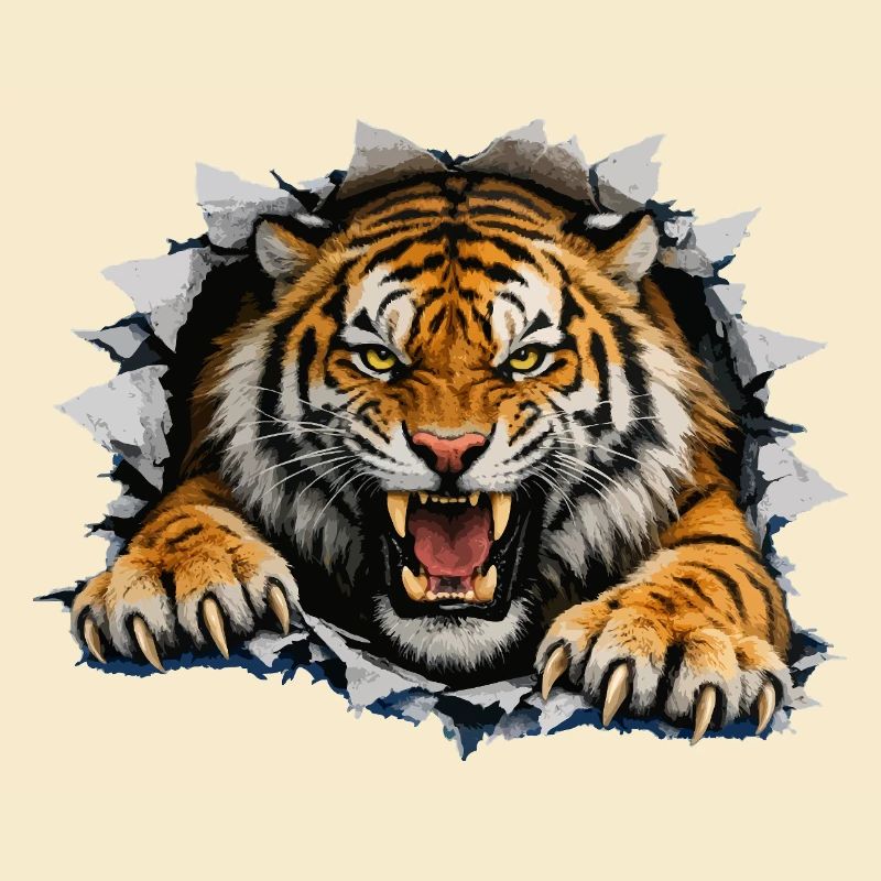Tiger Breakthrough auf Kleidung
