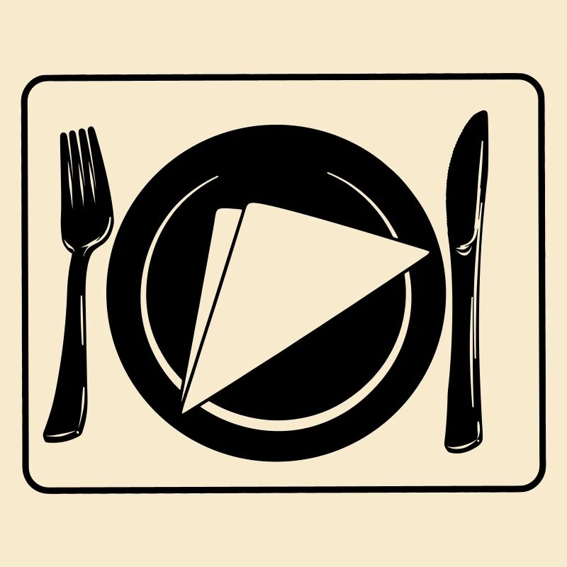 Knife and fork on placemat with plate and napkin