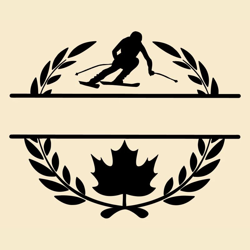 Canada maple leaf descent skier in laurel wreath