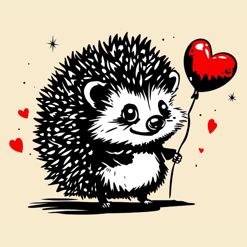 Hérisson avec ballon coeur - Heartful Creatures