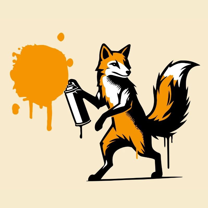 Graffiti fox in creative stencil style