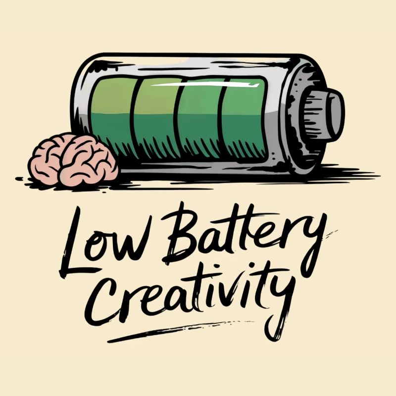 Creative humor – battery empty, ideas gone