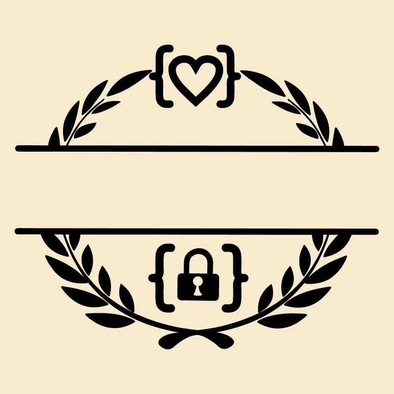 Code mit Herz und Code mit Schloss in Lorbeerkranz m