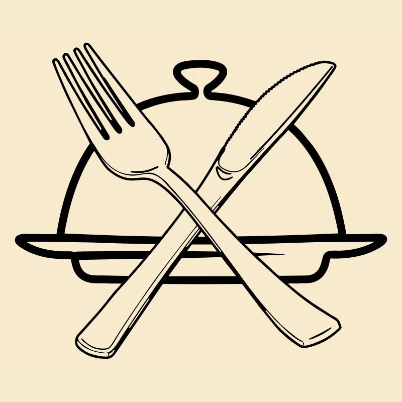 Transparent bowl with knife and fork
