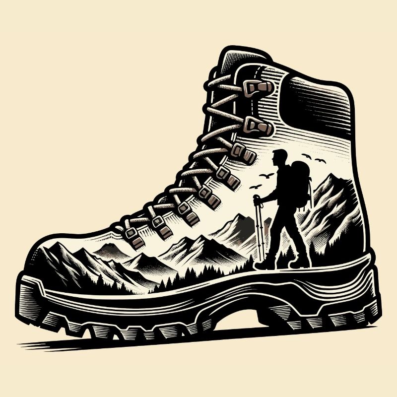 Drawing Hiker Bergwanderschuh