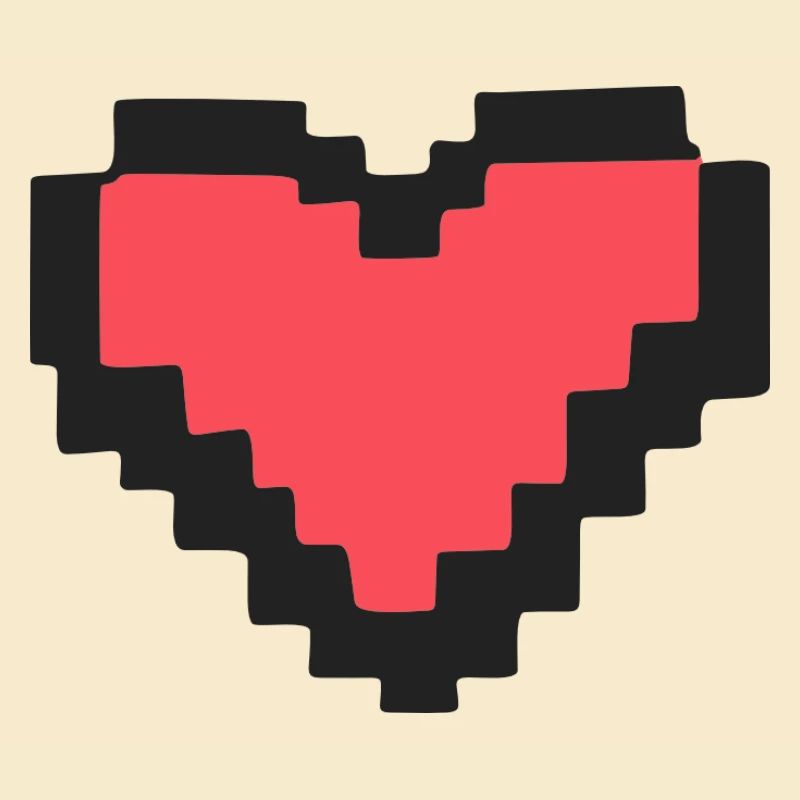 Pixel Art Herz Rot 8-Bit Retro Liebe	