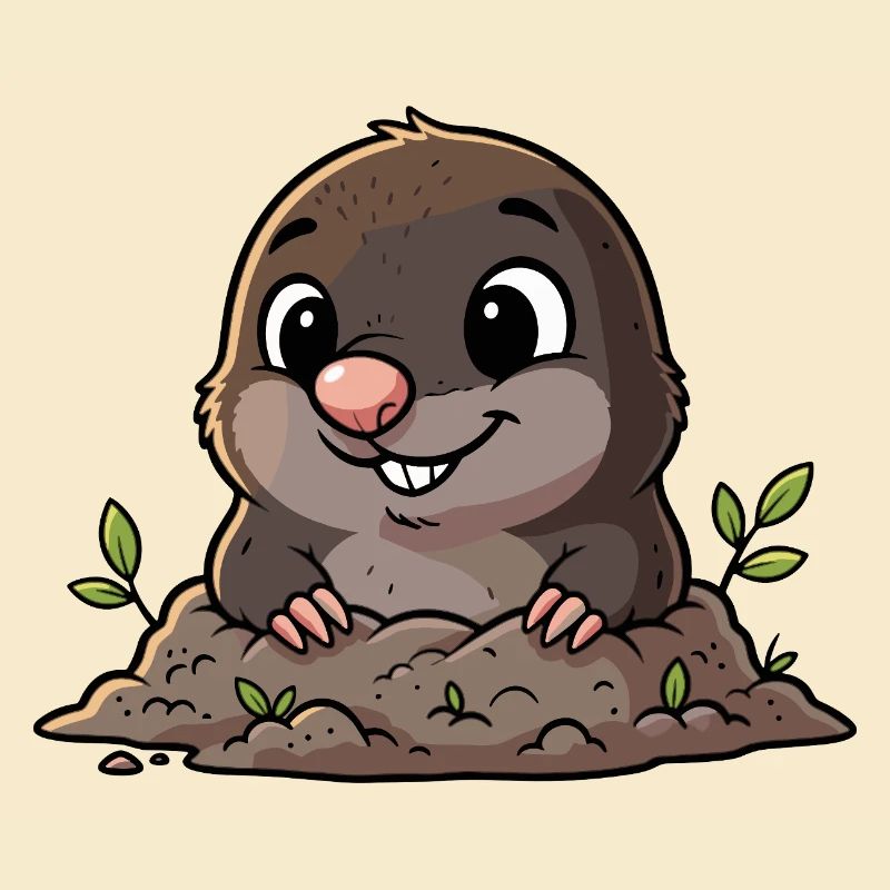 Cute mole digging
