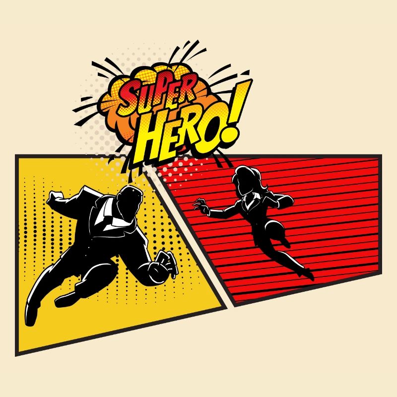 Superhelden-Pop-Art-Tafel