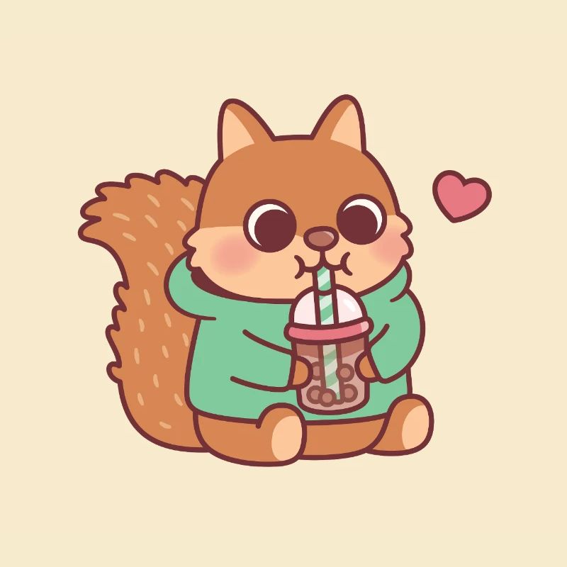 Süßes Eichhörnchen liebt Boba-Tee