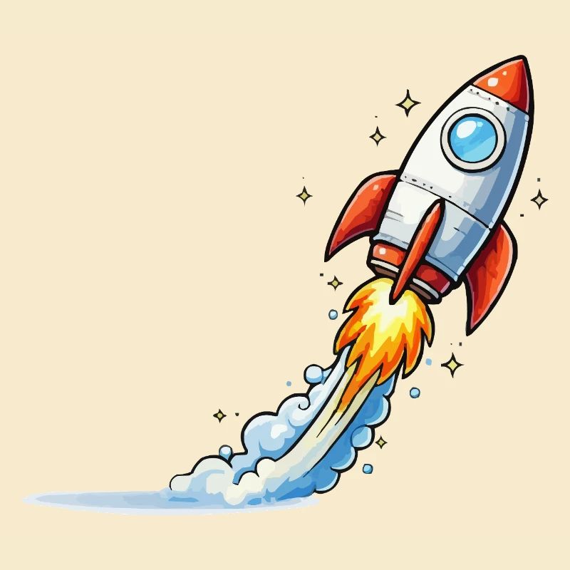 Conception de dessins animés Rocket Launch