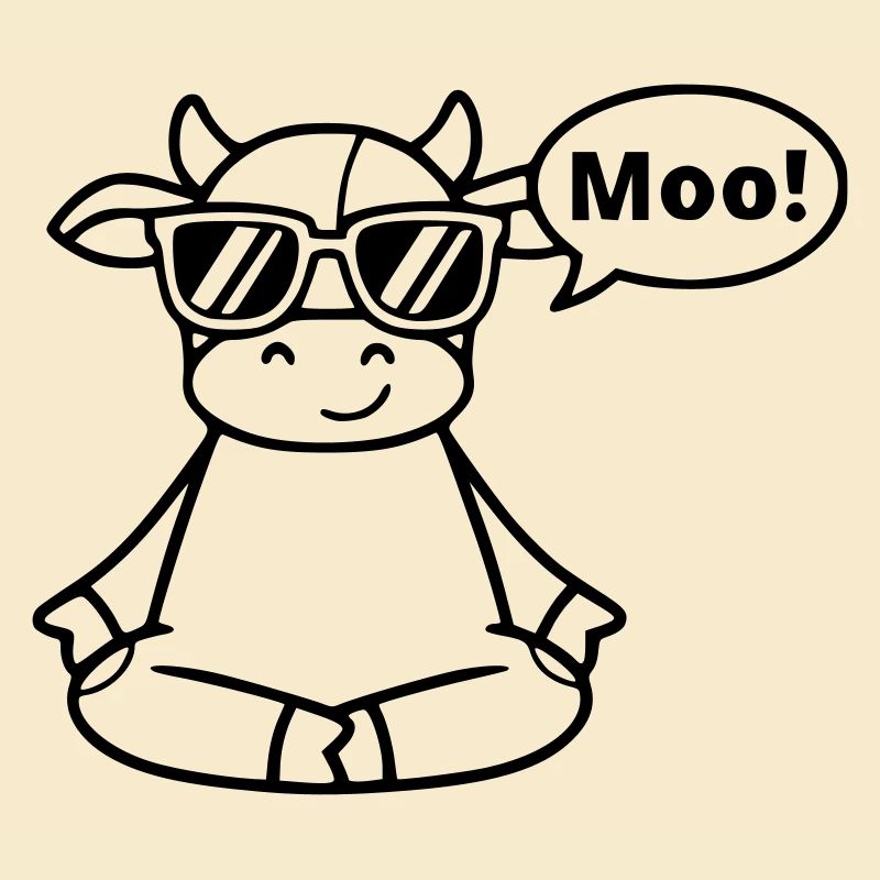 Yoga Cow Meditation Moo Comic Vector