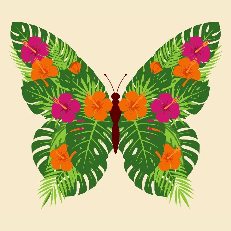 Papillon tropical des feuilles