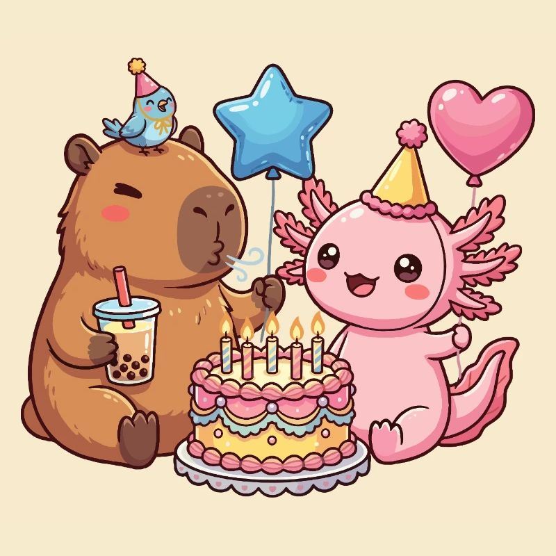 Capybara Axolotl Vogel Geburtstagsparty